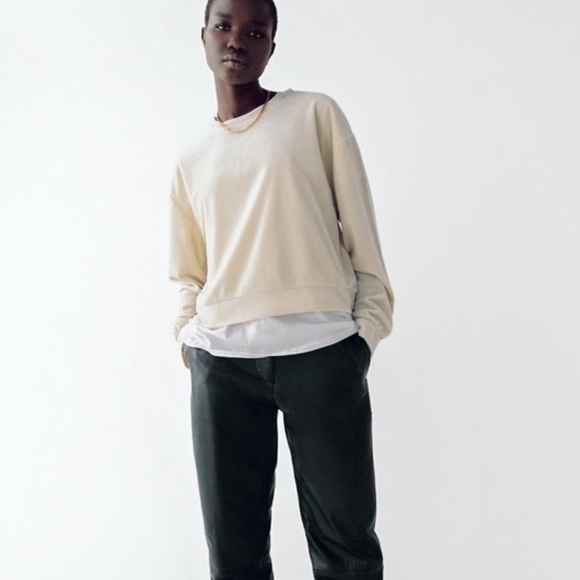 Zara Sweaters - Zara Velvet Velour Pullover Sweater Cream Size Medium